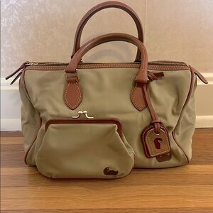 Dooney & Burke Classic Tan and Brown Women's Handbag & Coin Purse Set